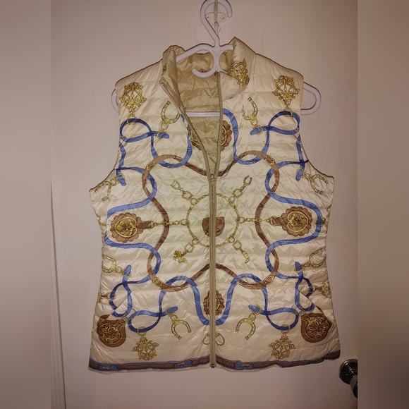 J McLaughlin Reversible Equestrian  Tahoe Down Vest Sz.L NWT - Picture 3 of 9